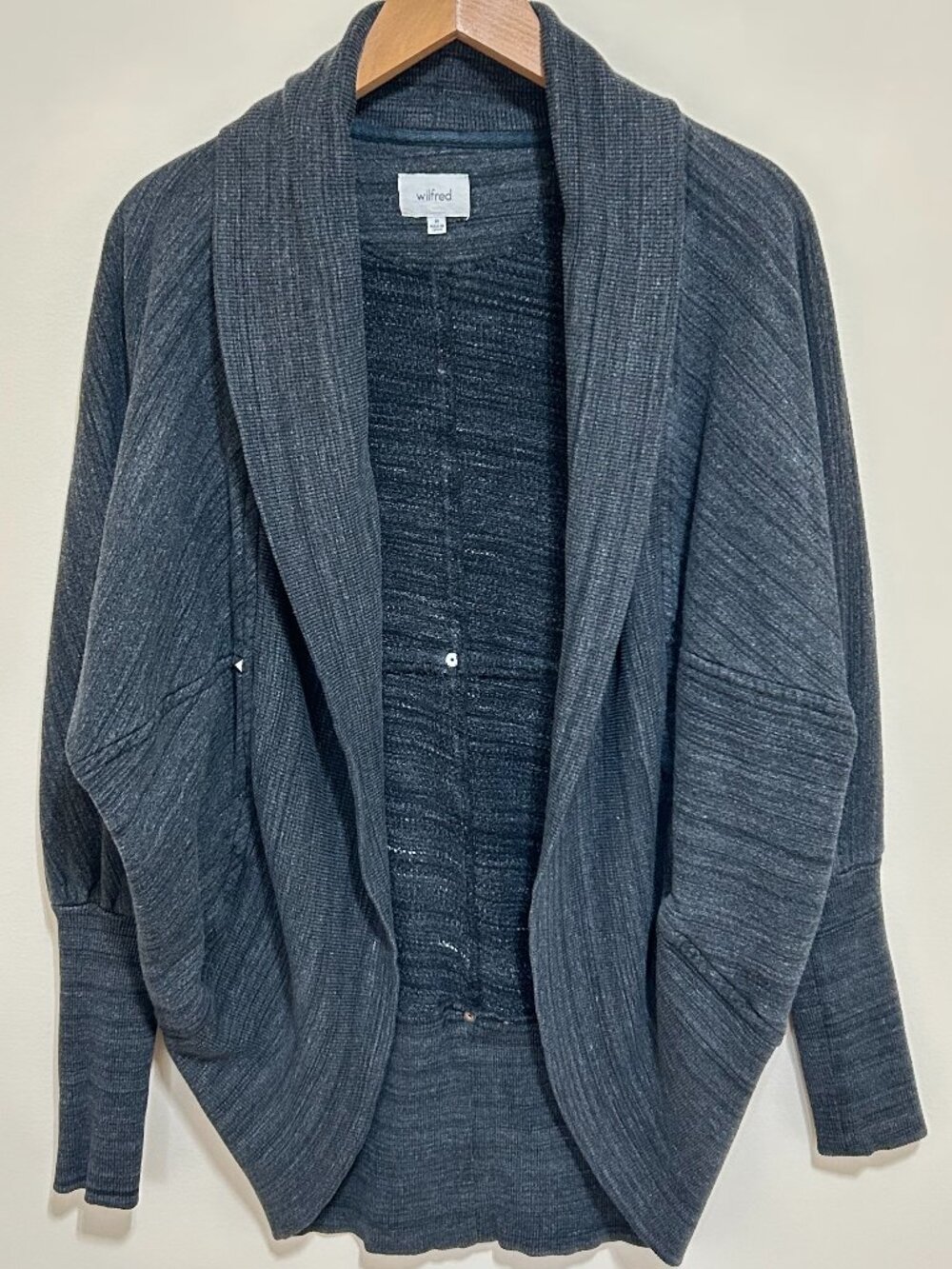 Aritzia Wilfred Diderot Open Front Cocoon Cardigan Heather Grey Size M